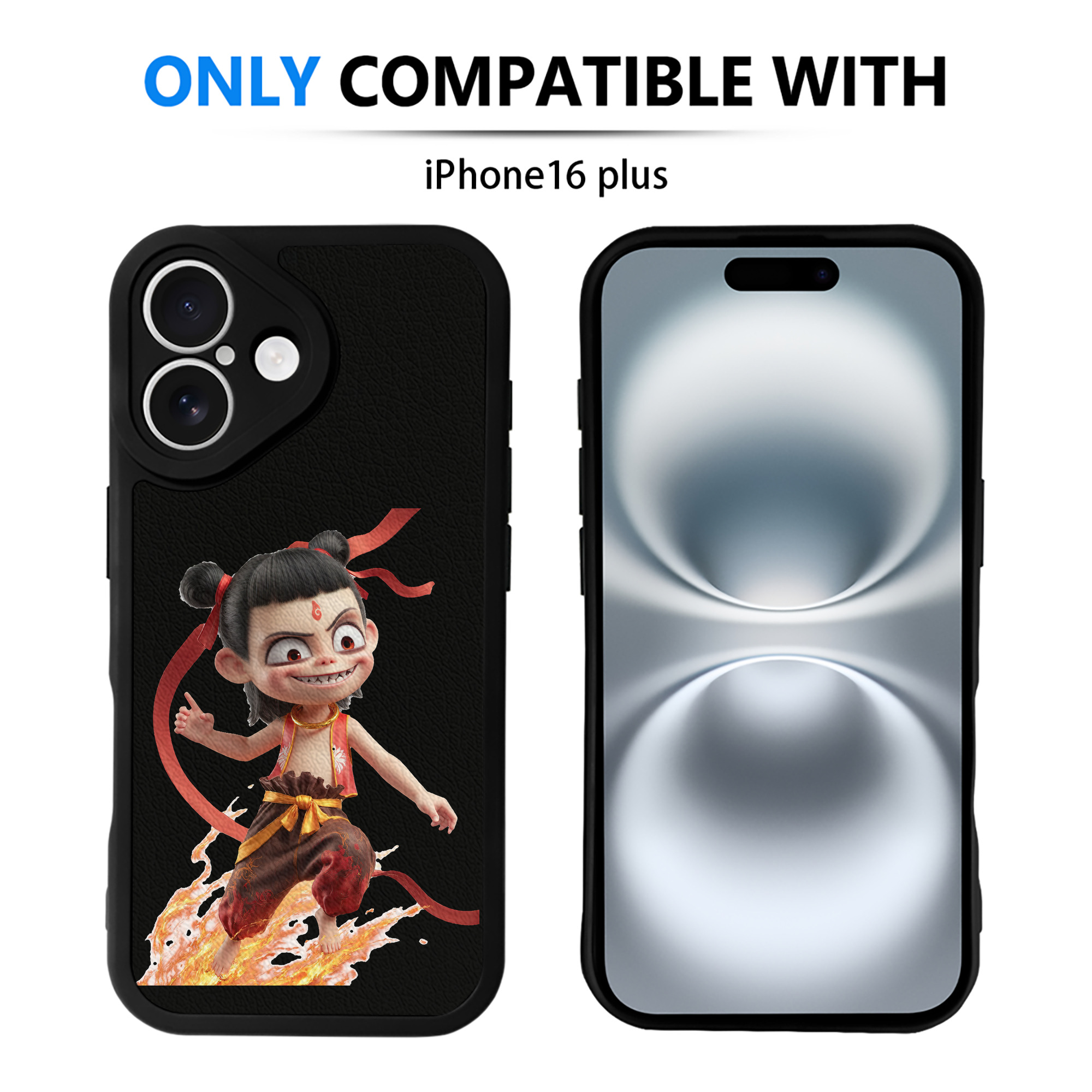 （画像用） Ne Zha 2 ナタ 魔童の大暴れ 【iPhone 16シリーズ対応】シリコンスマホケース（レザー調） 材質：シリコン